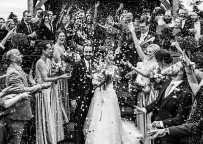 Confetti thrown at couple