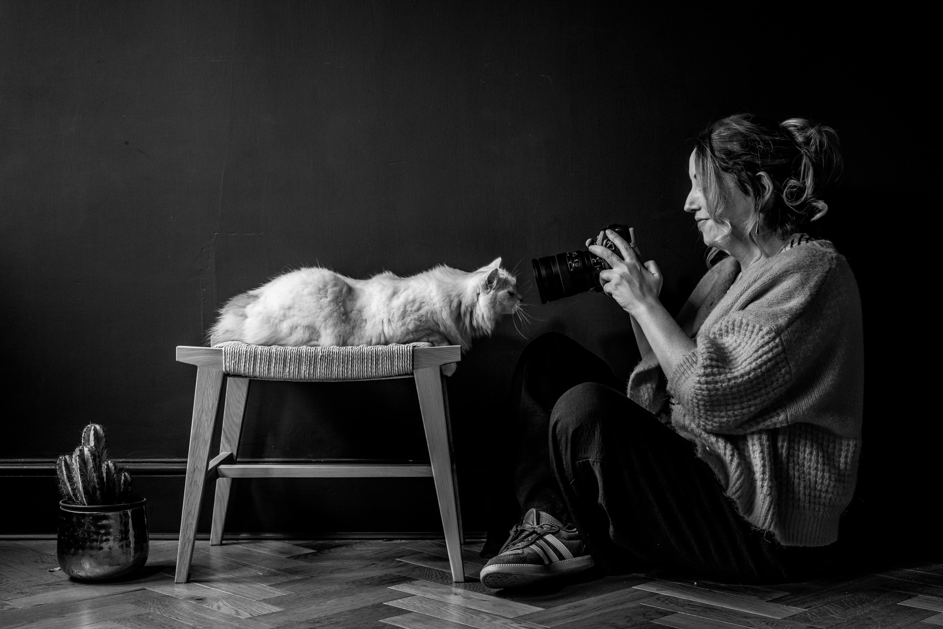 Erica Hawkins Photography 05 A photographer take a photo of her cat. In B&W